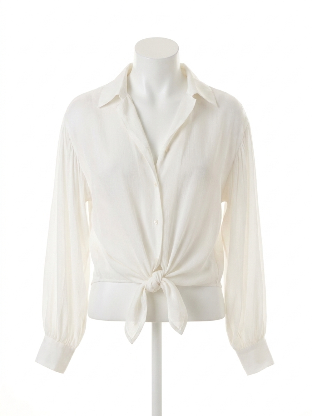 NEW GLAM stephanie tie front collared blouse in white